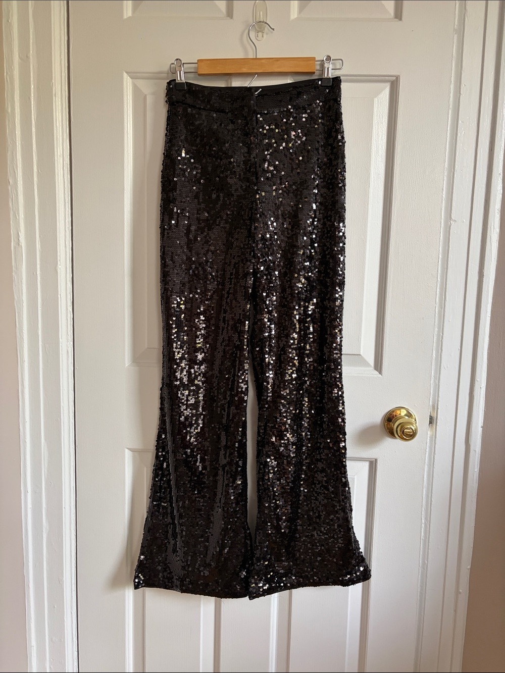 H&M Black Sequin Wide-Leg Pants